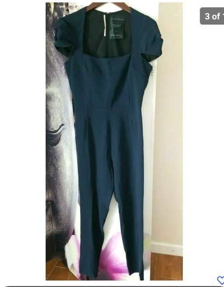 Roland Mouret Navy Galaxy Capsule Square Neck Jumpsuit Size US 10 UK 14 - Picture 12 of 12